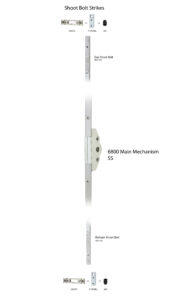 #6800 Casement Multipoint Mechanism - Shoot Bolts (Labeled)