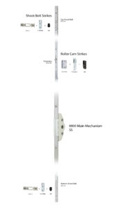 #6800 Casement Multipoint Mechanism - Shoot Bolts & Roller Cams (Labeled)